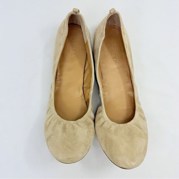J. Crew Factory Anya Neutral Nude Tan Suede Leather Stretch Side Ballet Flats - Picture 4 of 14